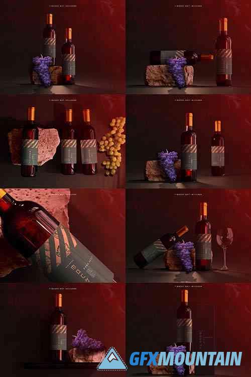 Wine bottles mockup