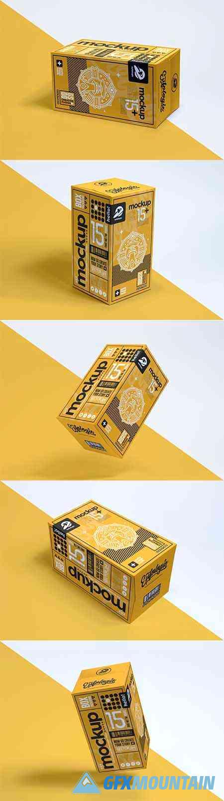 Realistic packaging yellow box mockup