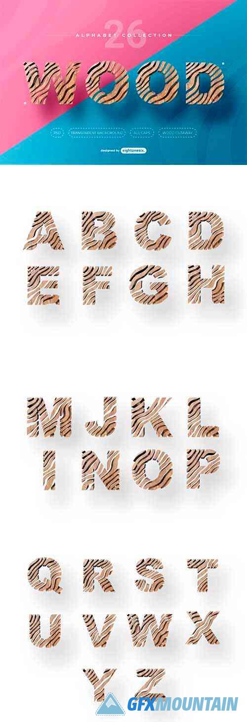 Abstract Wood Alphabet Letters