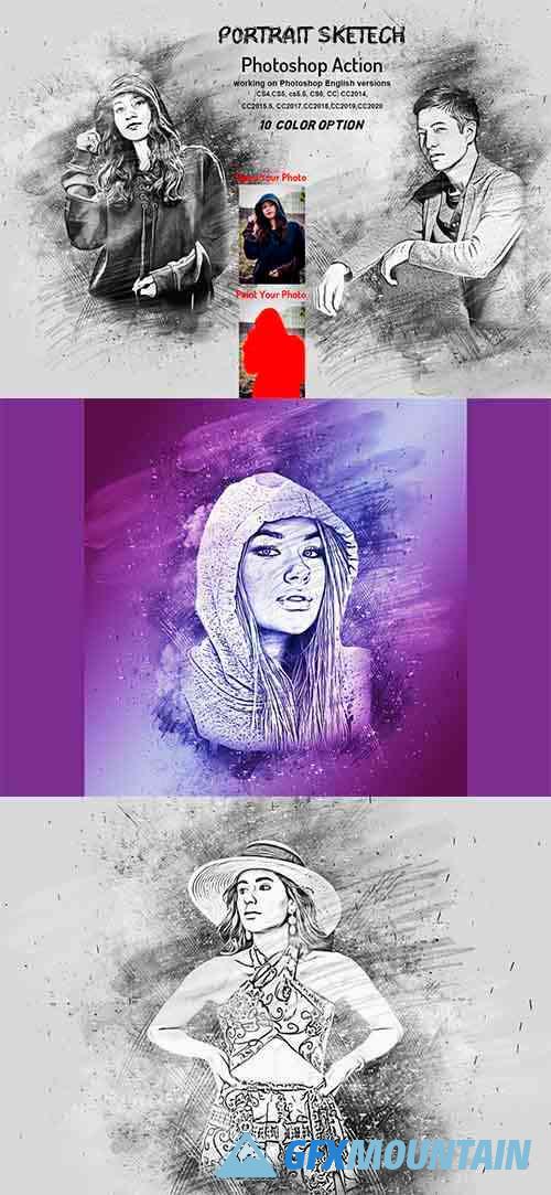 Portrait Sketch Photoshop Action 6176158