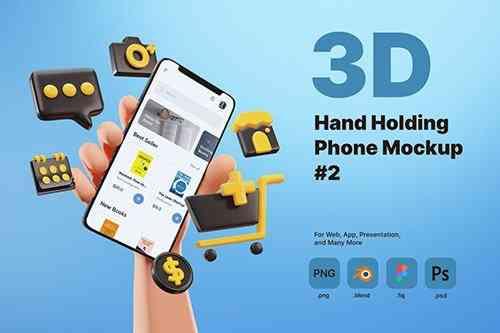 3D Hand Holding Phone Mockup for E-commerce