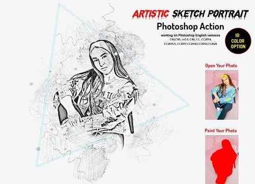 Artistic Sketch Portrait Action - 6229363