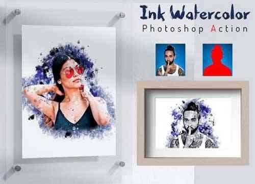 Ink Watercolor Photoshop Action 6294791
