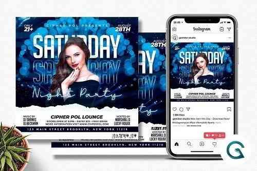 Saturday Night Party Flyer Template - 6333397