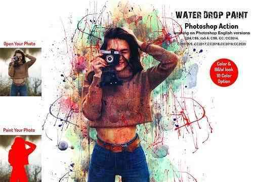 Water Drop Paint Photoshop Action - 6301814