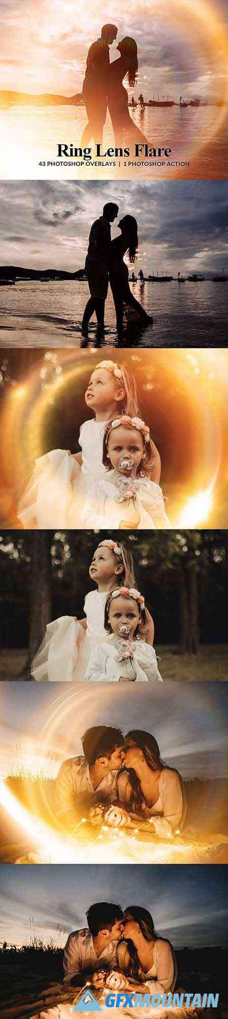 43 Ring Lens Flare Overlays & Photoshop Action 33003185