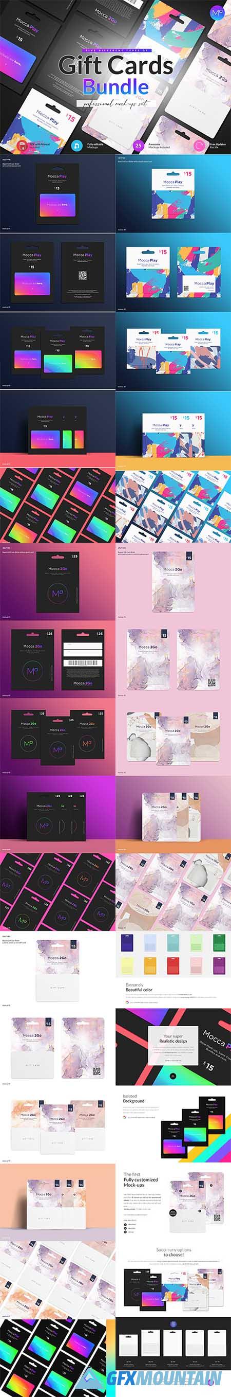 Gift Cards 5 Top Types 25xMockups 6258039