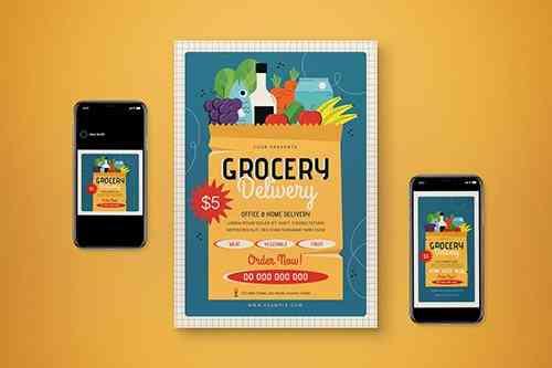 Grocery Delivery Flyer Set