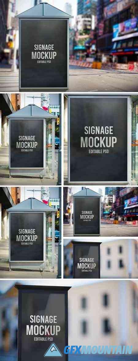 Bus Stop Billboard Mockup Set