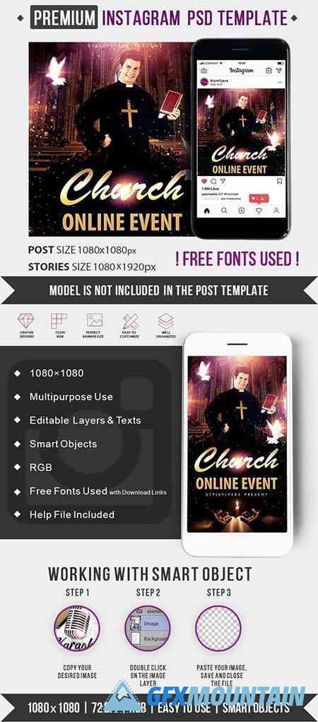 Church Online Event PSD Instagram Post and Story Template