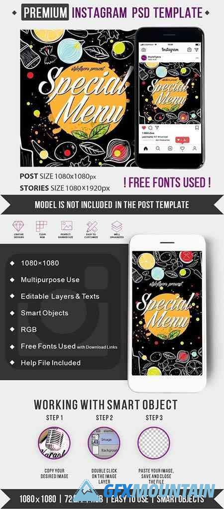 Special Menu Instagram Post and Story Template PSD