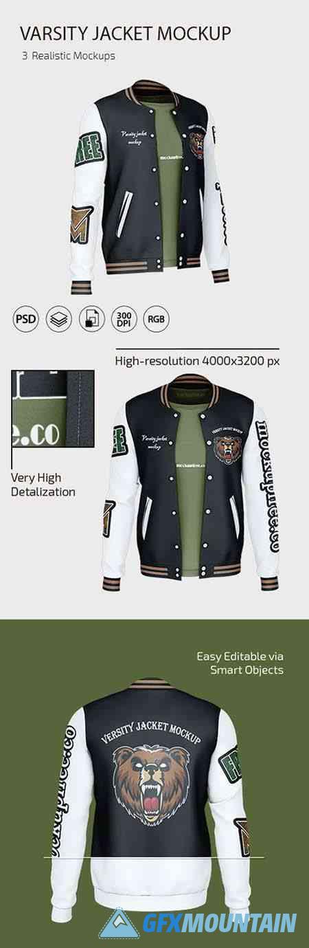 Realistic Varsity Jacket PSD Mockup Template