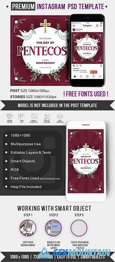 Pentecost PSD Instagram Post and Story Template