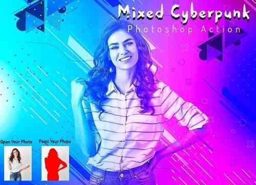 Mixed Cyberpunk Photoshop Action 6436029