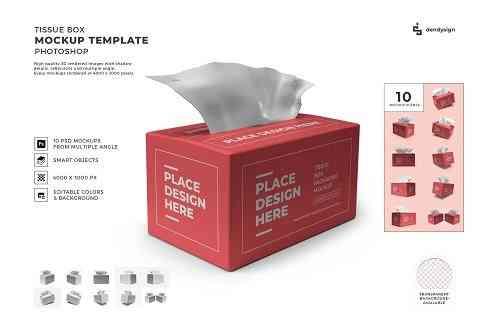 Tissue Box Packaging 3D Mockup Template Bundle