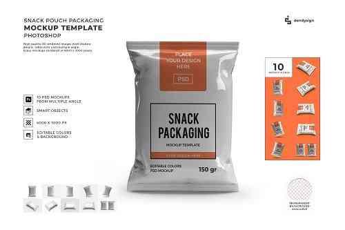 Snack Pouch Packaging 3D Mockup Template Bundle