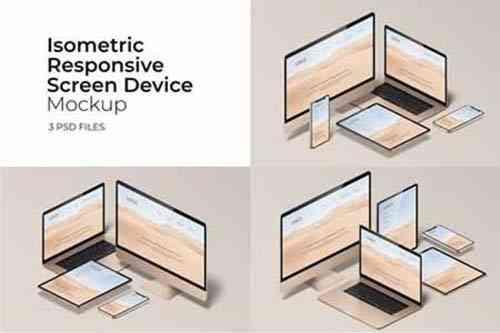 Isometric Responsive Screen Device - Mockup Vol.2