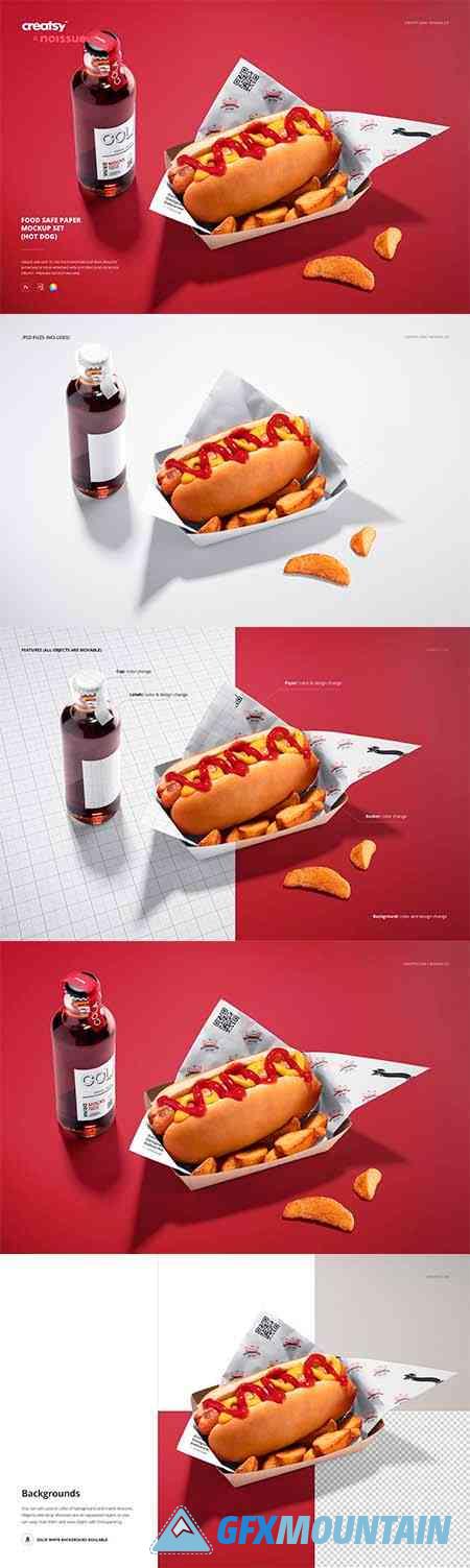 Food Safe Paper Mockup (hot dog) 6418581