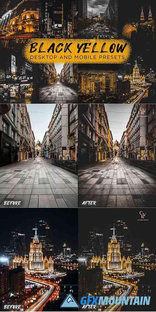 6 Black Yellow Lightroom Presets 6350924