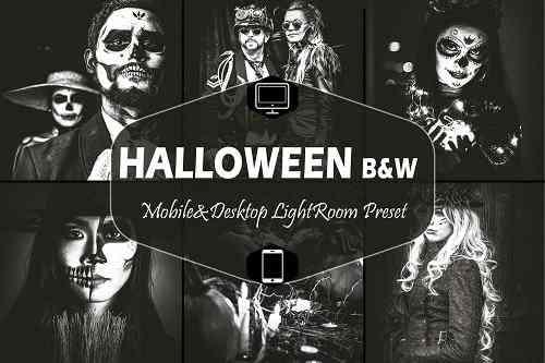 10 Halloween B&W Mobile & Desktop Lightroom Presets