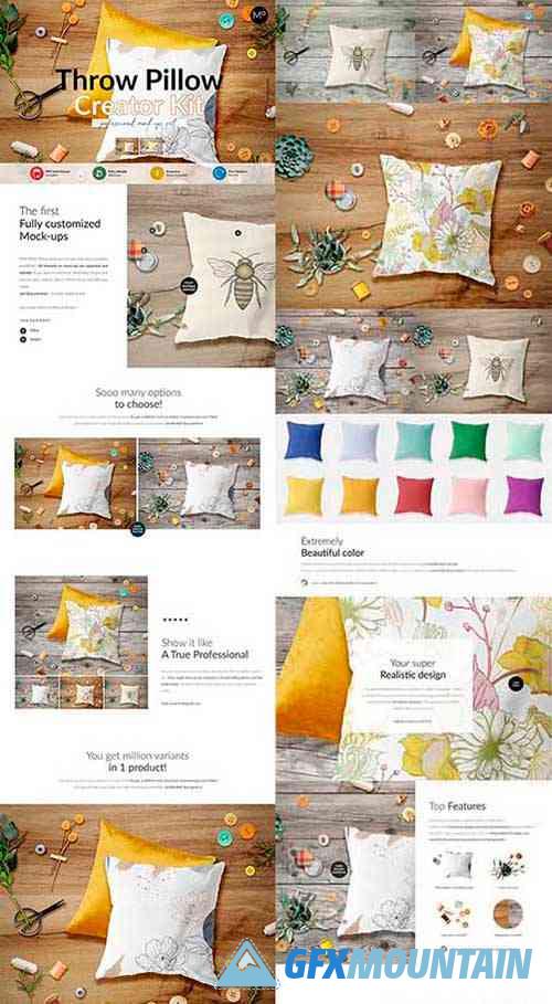 Throw Pillow Creator Kit Mock-ups 6132927