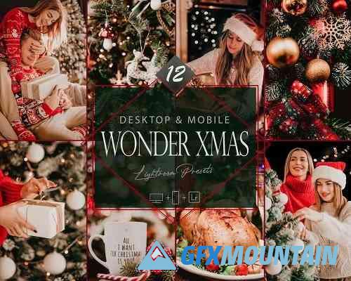 12 Wonder Xmas Lightroom Presets, Christmas Mobile Preset, Moody Desktop LR Filter