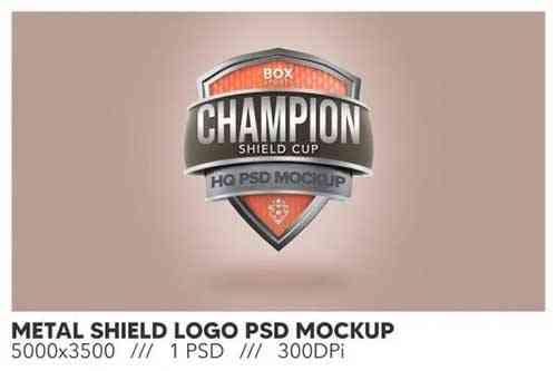 Metal Shield Logo PSD Mockup
