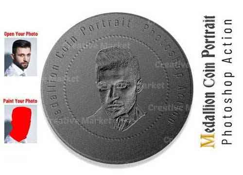 Medallion Coin Portrait PS Action - 6530547