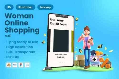 3D Woman Online Shopping