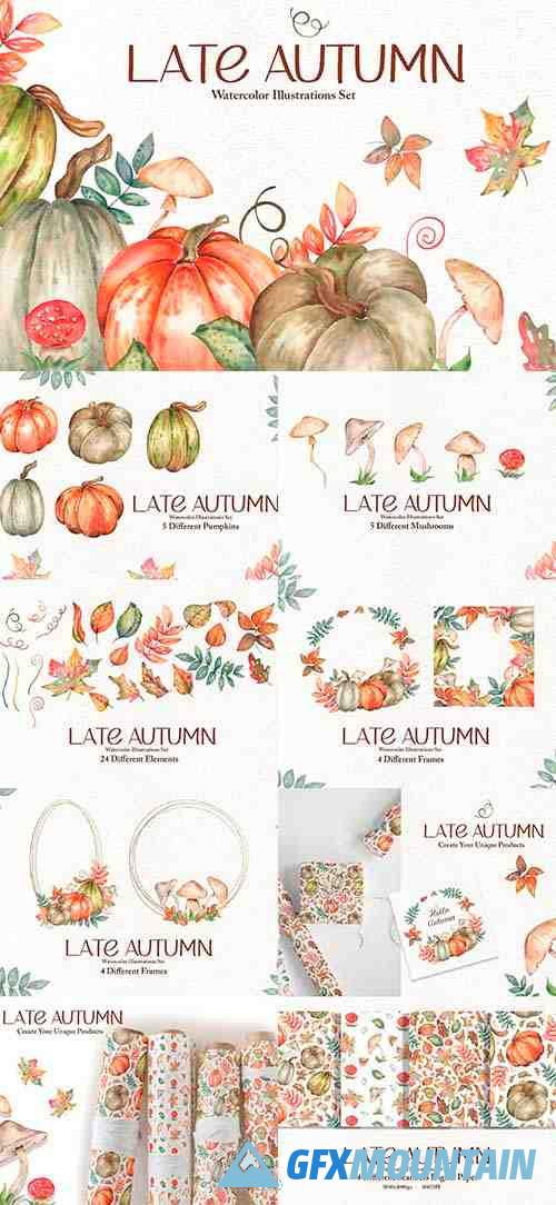 Late Autumn Watercolor Set - 6575931