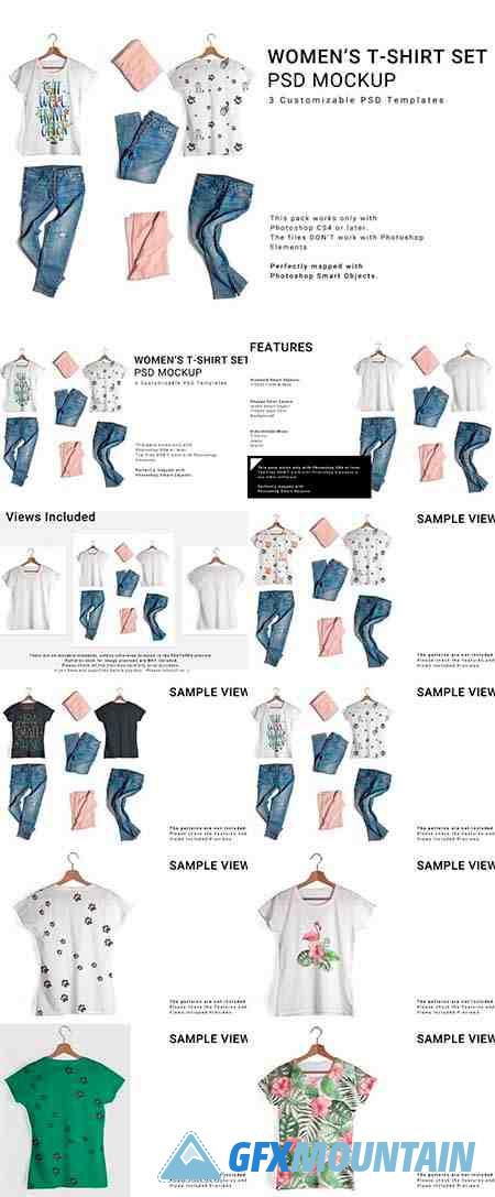 Women's T-Shirt and Jeans Mockup Set 6509992