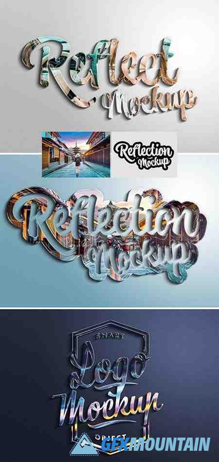 Text Effect Mockup with 3D Glossy Reflection and Shadow 461350653