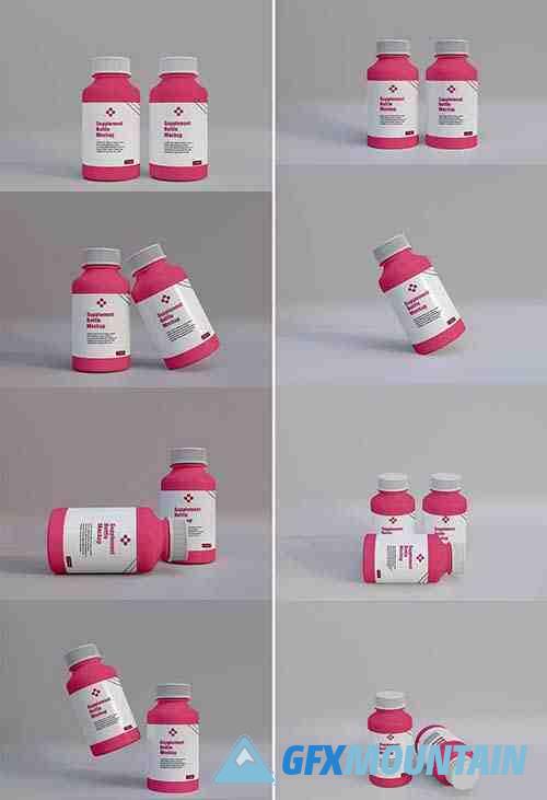 Plastic supplement medicine bottle mockup
