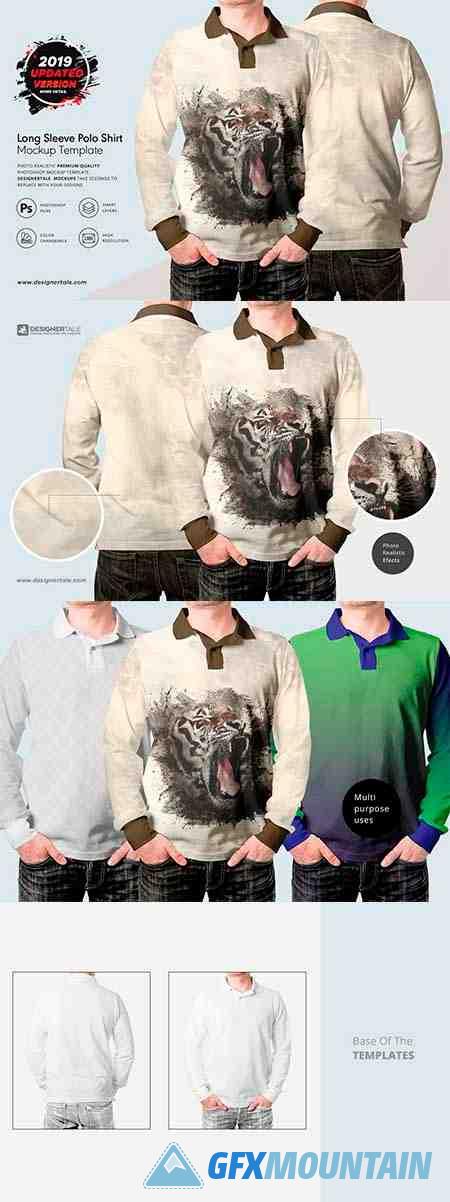 Long Sleeve Men Polo Shirt Mockup 4175233