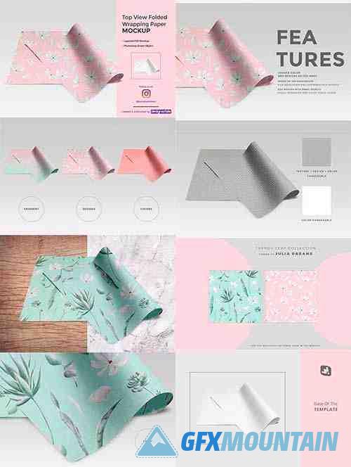 TopView Folded Wrapping Paper Mockup 4446099