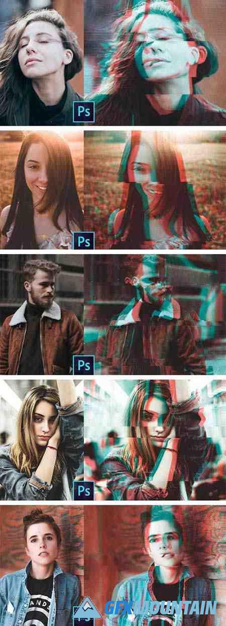 Glitch PSD Photo Effects for Photoshop
