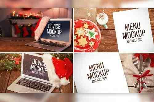 Christmas Laptop & Menu Mockup Set