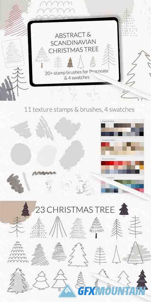 Abstract dsacndinavian Christmas tree stamps