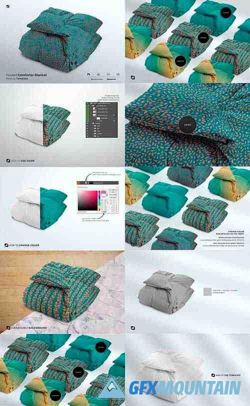Folded Comforter Blanket Mockup 6331688