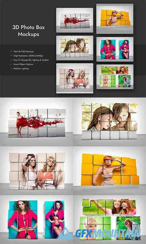 3D Photo Box Mockups & Photo Template