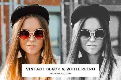 Vintage Black & White Retro Photoshop Action