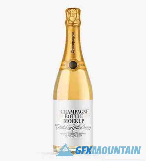Clear Glass White Champagne Bottle Mockup