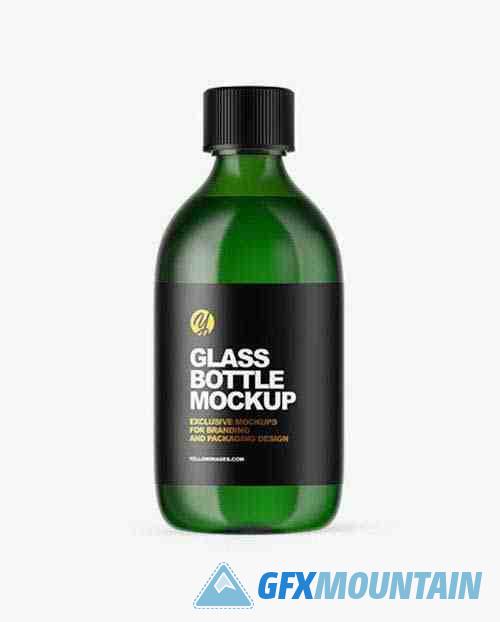 Green Glass Oil Bottle Mockup
