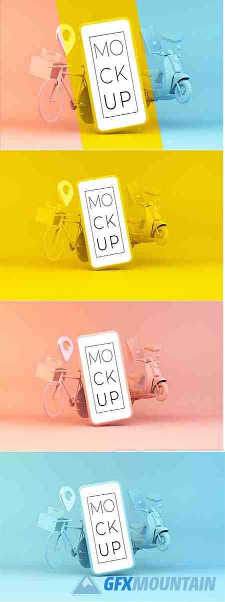 Monocolor Delivery Phone Mockup
