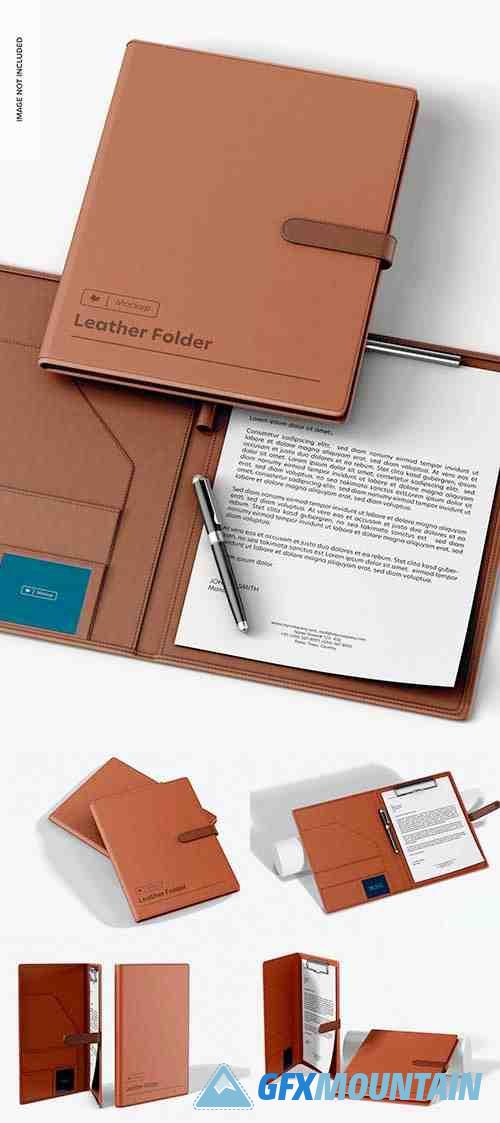 Leather folder with tab mockup
