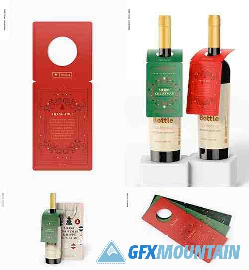 Wine bottle gift tags mockup