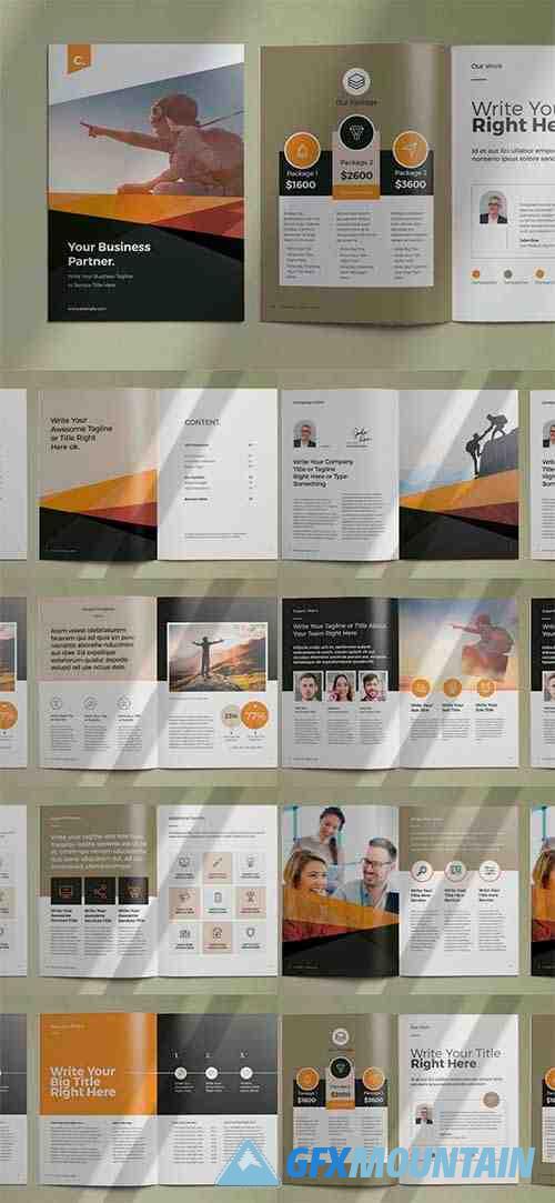 Brochure Layout with Yellow Geometric Elements