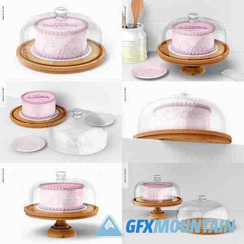 Cake stand with dome lid mockup