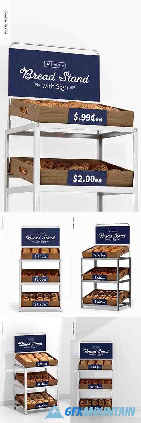 Bread stand with sign mockup