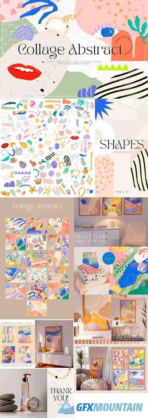 Abstract Collage Cutout Shapes - 6754132
